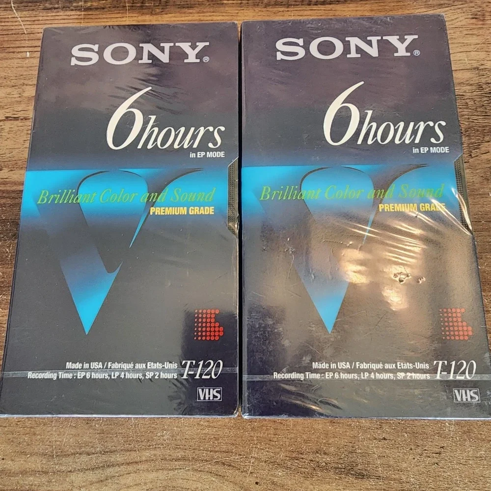 Sony 6 Hrs T-120 VHS‎ VCR Tapes Blank Premium Grade Brand New Wrapped Lot of 2